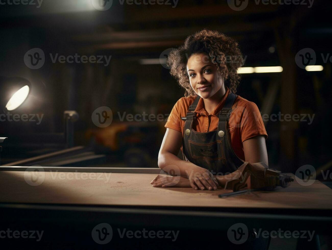 photo shot of a natural woman working as a construction worker AI Generative