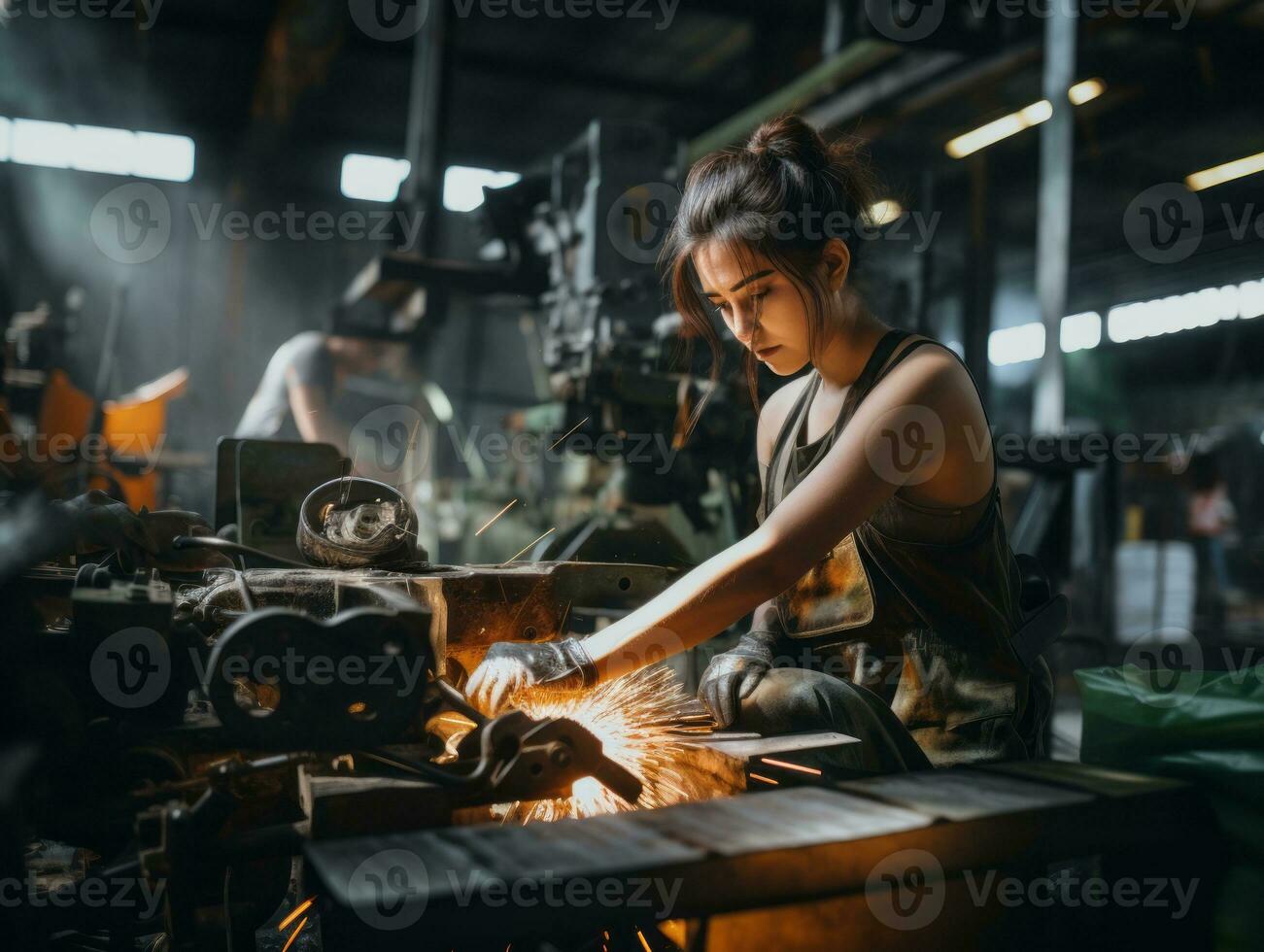 foto Disparo de un natural mujer trabajando como un construcción trabajador ai generativo