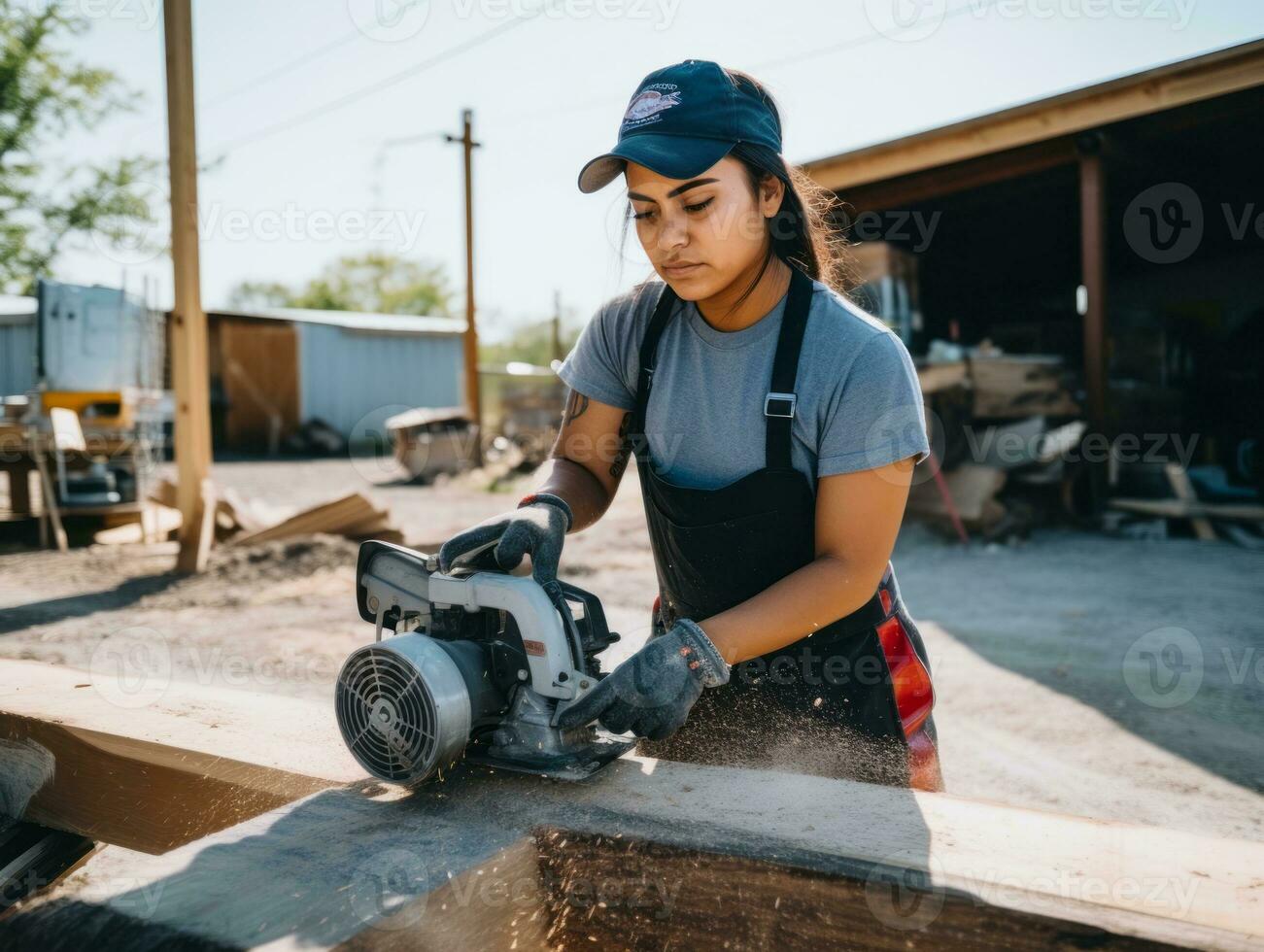 foto Disparo de un natural mujer trabajando como un construcción trabajador ai generativo