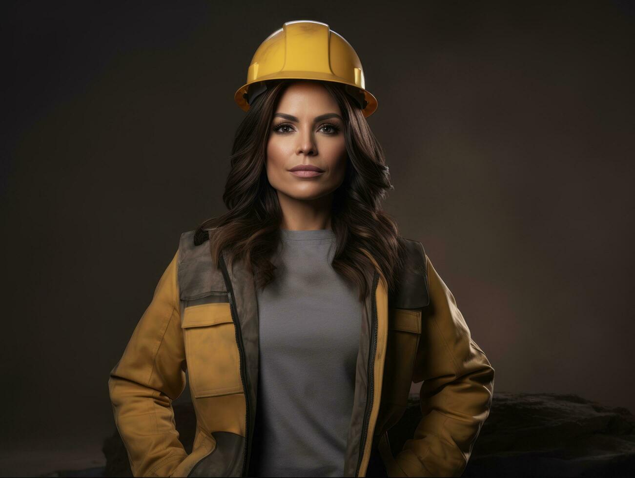 photo shot of a natural woman working as a construction worker AI Generative
