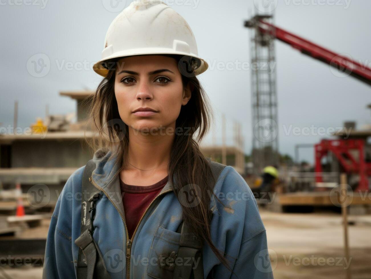 foto Disparo de un natural mujer trabajando como un construcción trabajador ai generativo