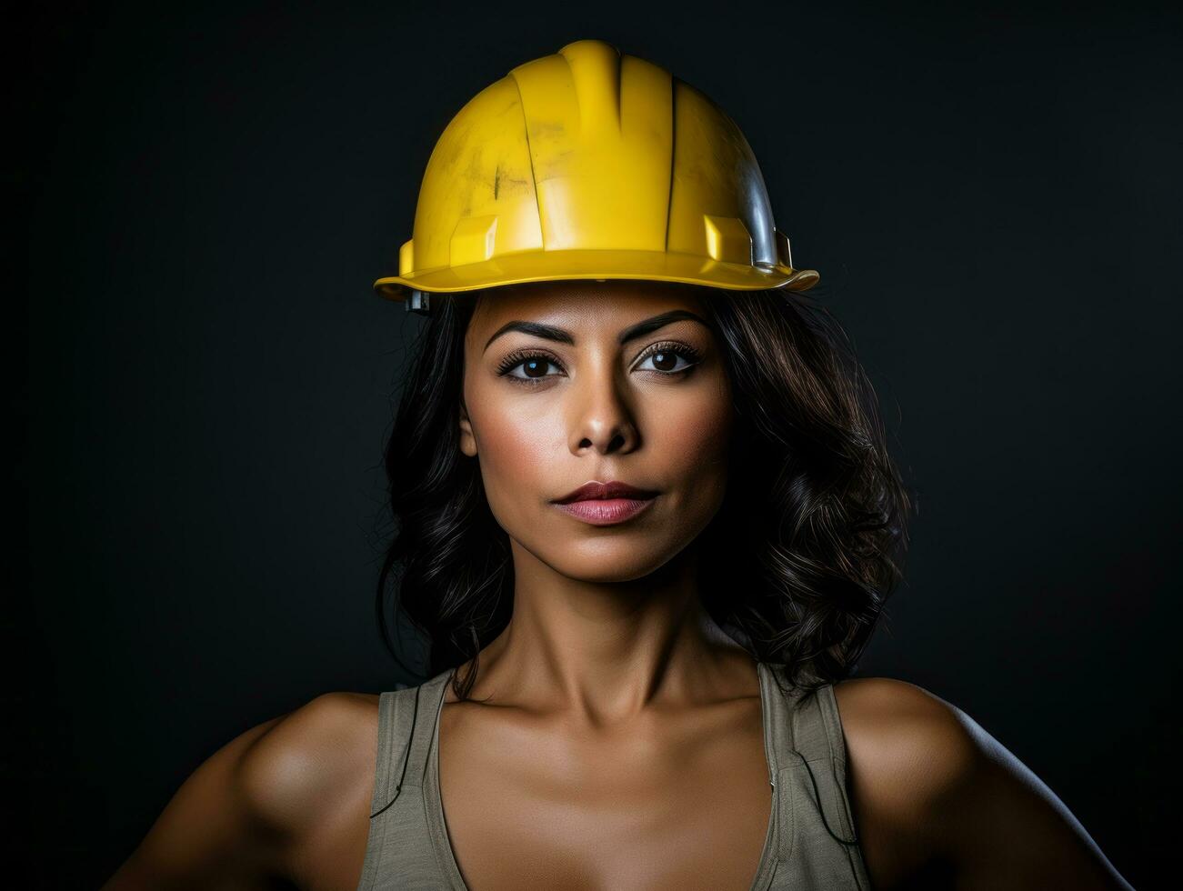photo shot of a natural woman working as a construction worker AI Generative