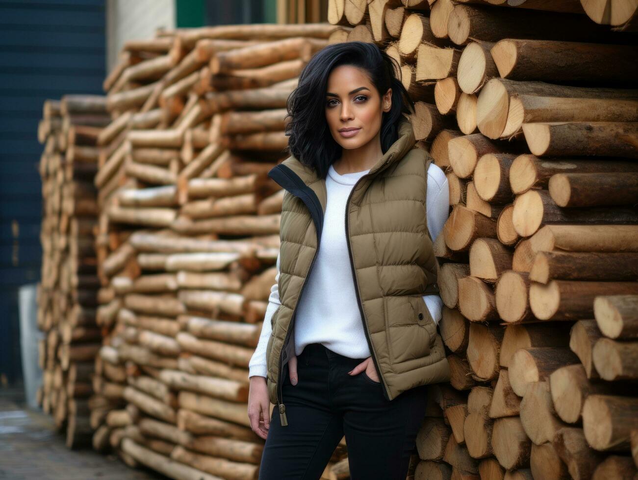 photo shot of a natural woman working as a construction worker AI Generative