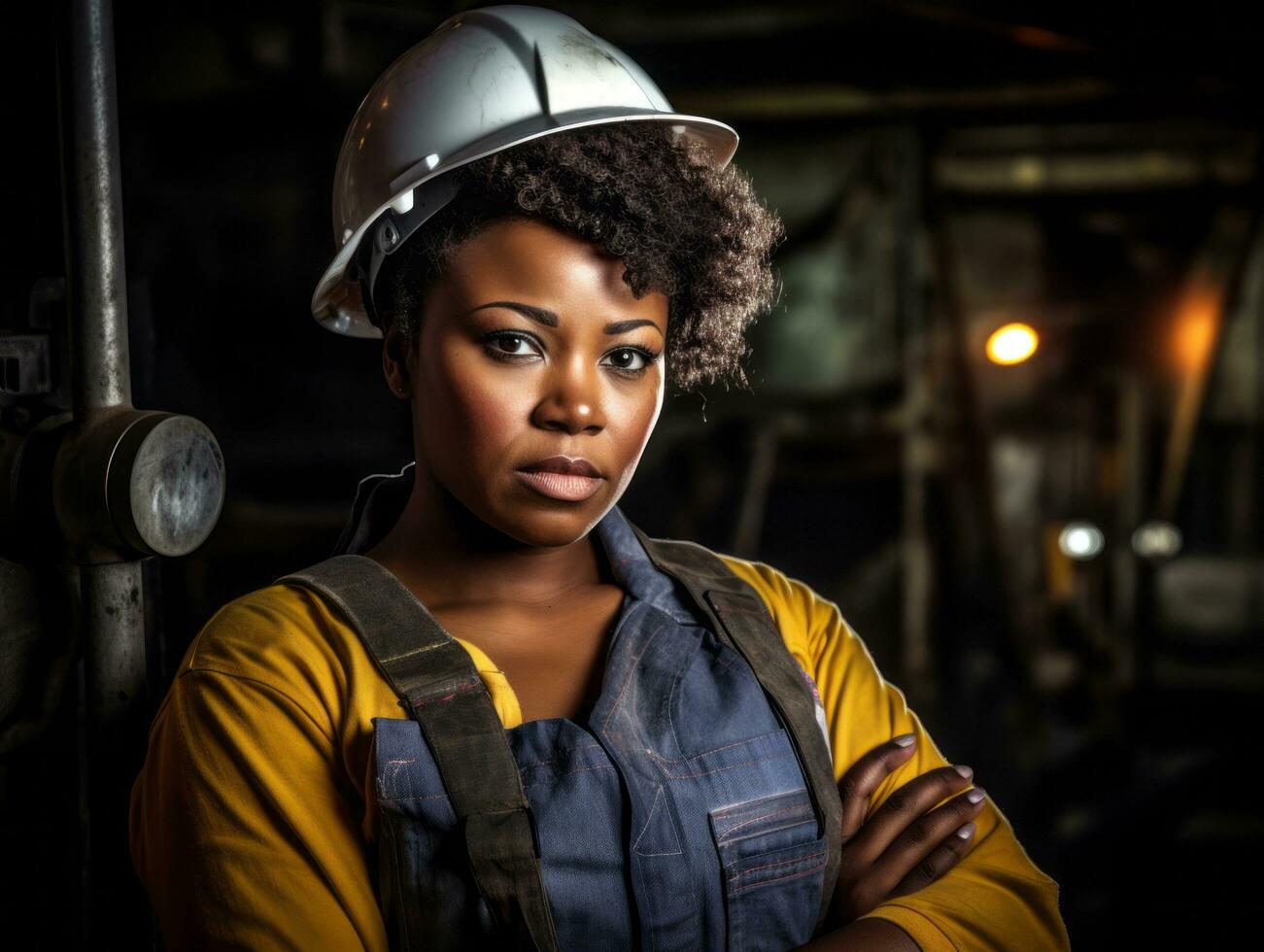 photo shot of a natural woman working as a construction worker AI Generative