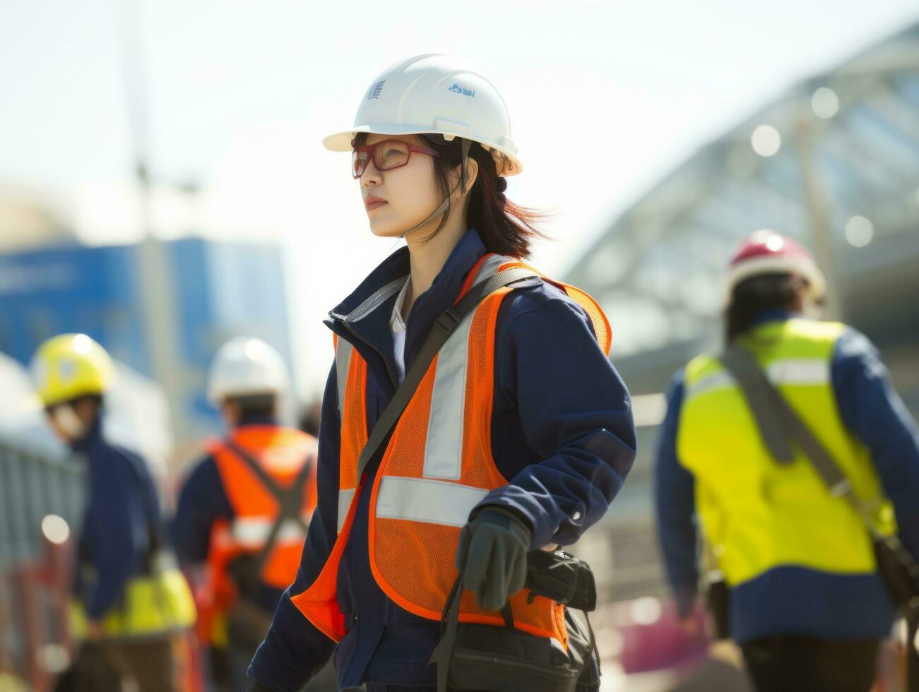 photo shot of a natural woman working as a construction worker AI Generative