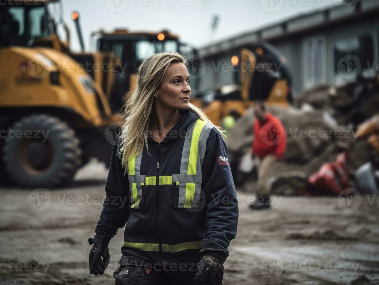 photo shot of a natural woman working as a construction worker AI Generative