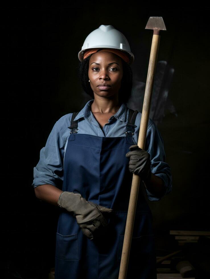 photo shot of a natural woman working as a construction worker AI Generative