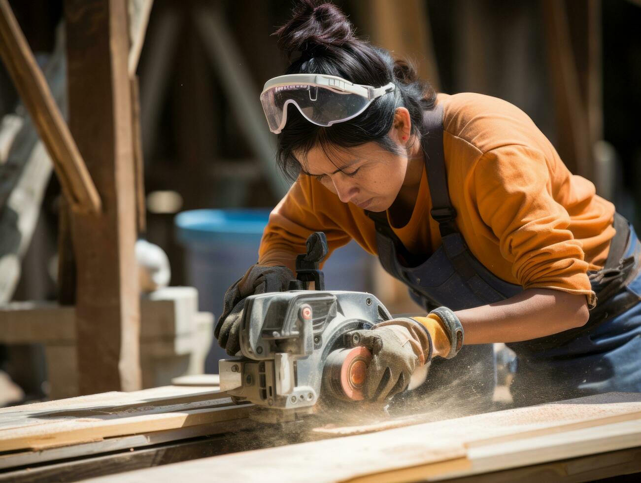 photo shot of a natural woman working as a construction worker AI Generative