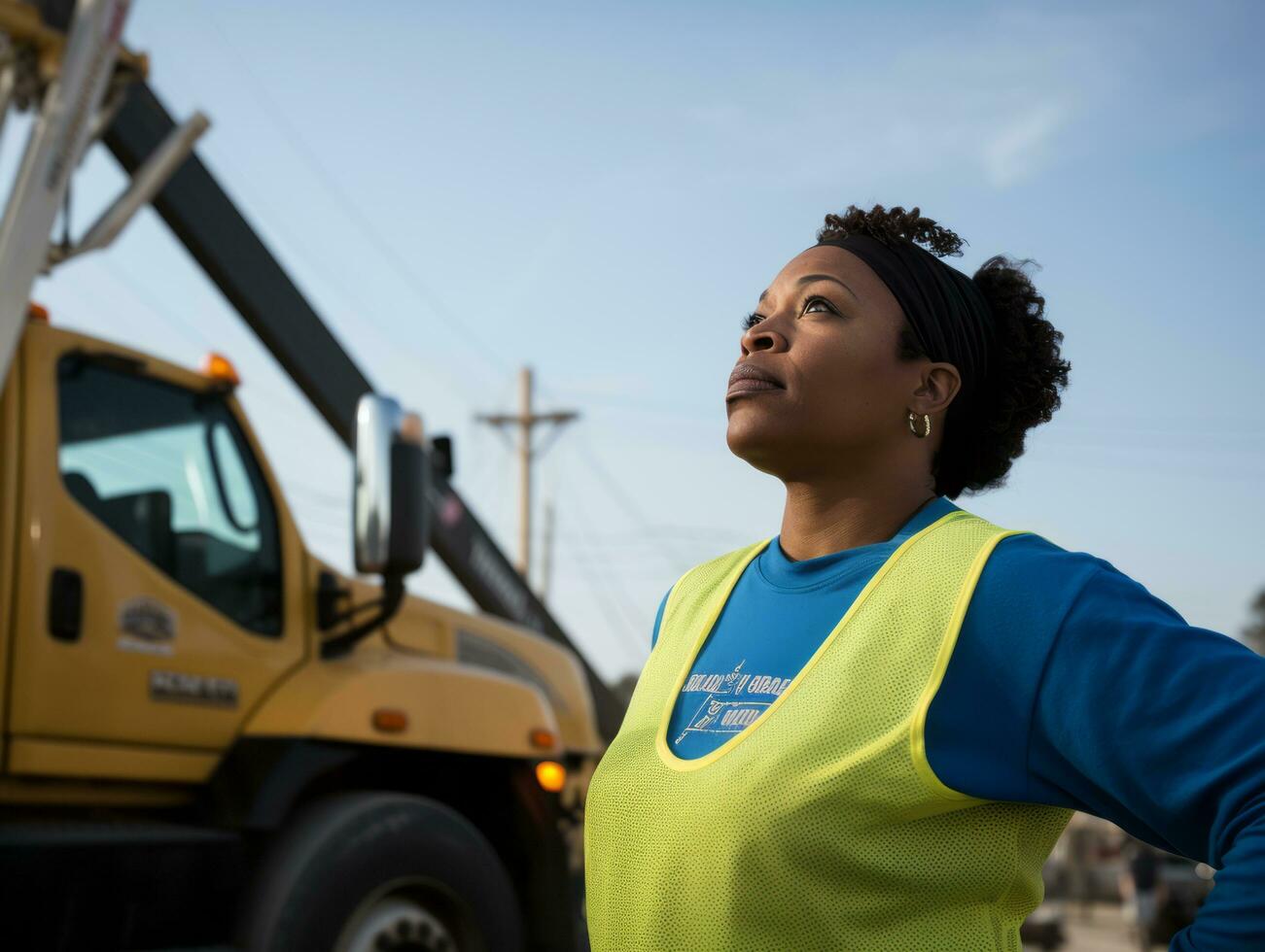 photo shot of a natural woman working as a construction worker AI Generative