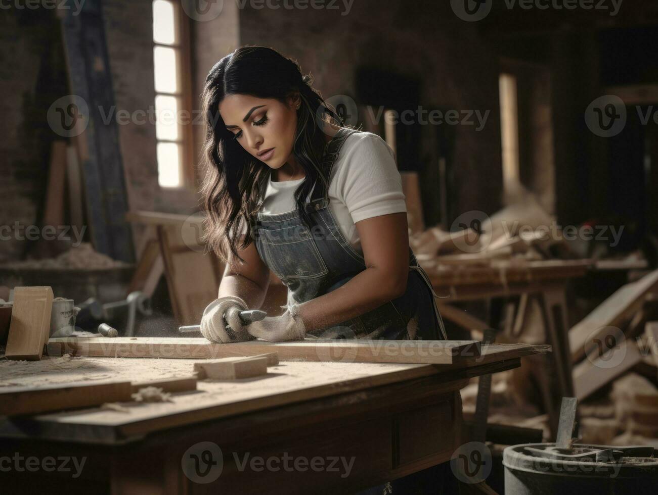 foto Disparo de un natural mujer trabajando como un construcción trabajador ai generativo