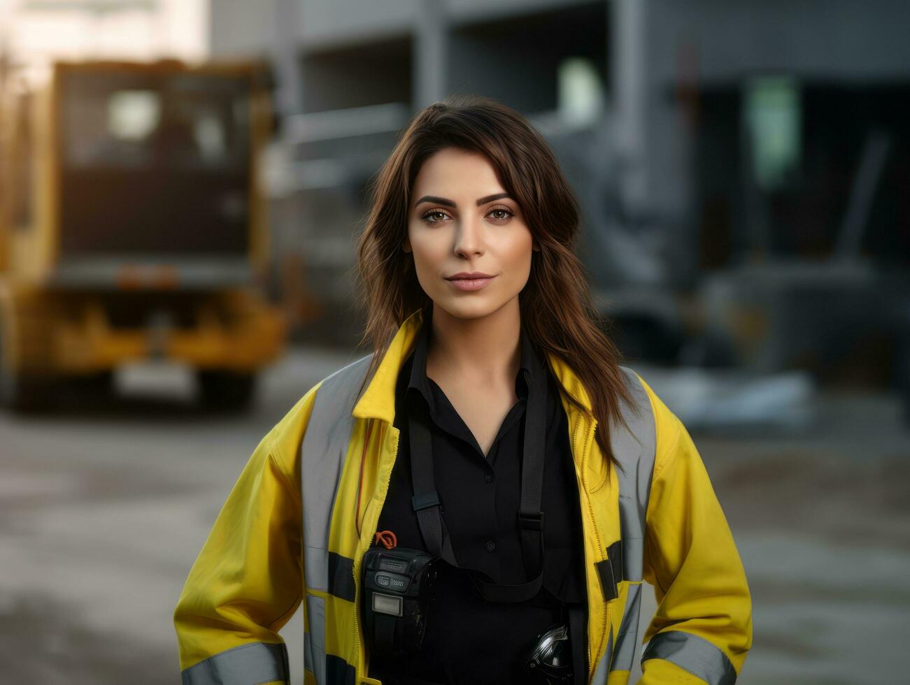 photo shot of a natural woman working as a construction worker AI Generative