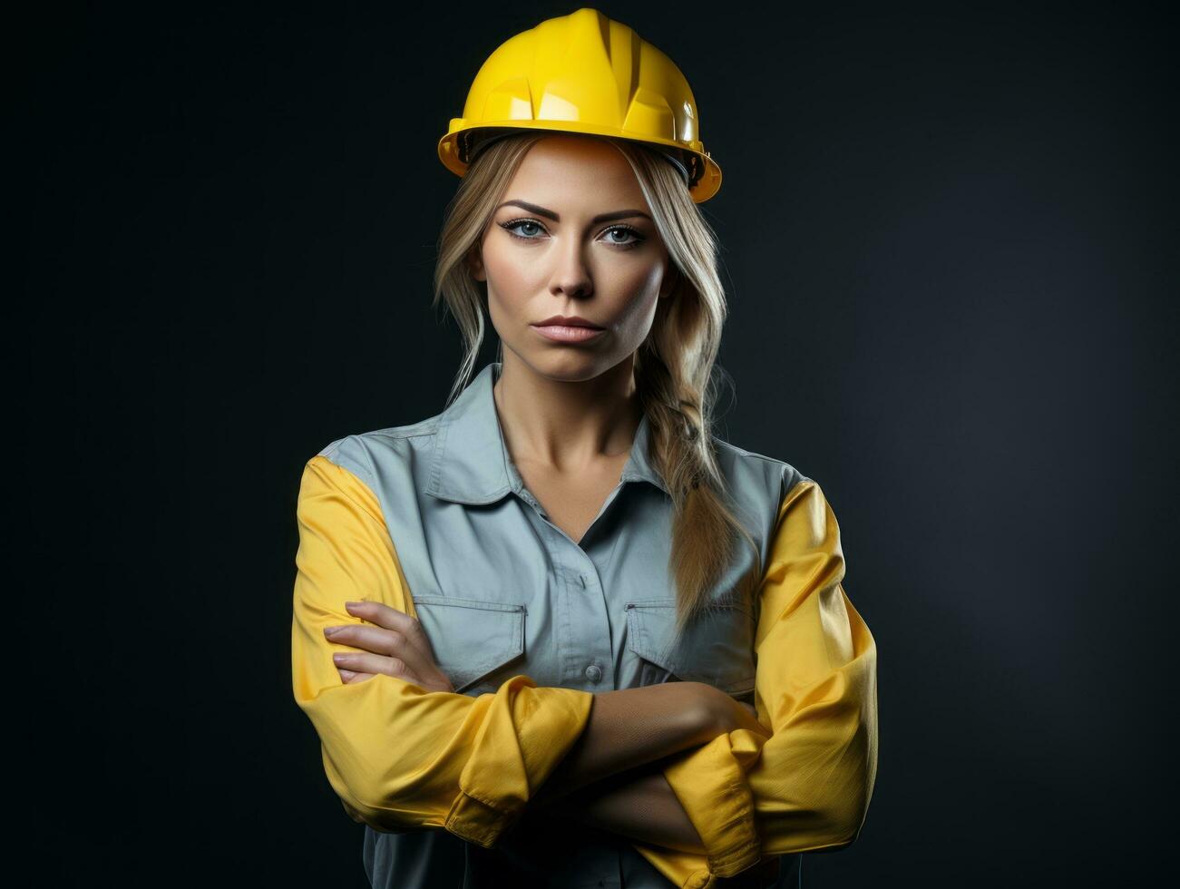 photo shot of a natural woman working as a construction worker AI Generative