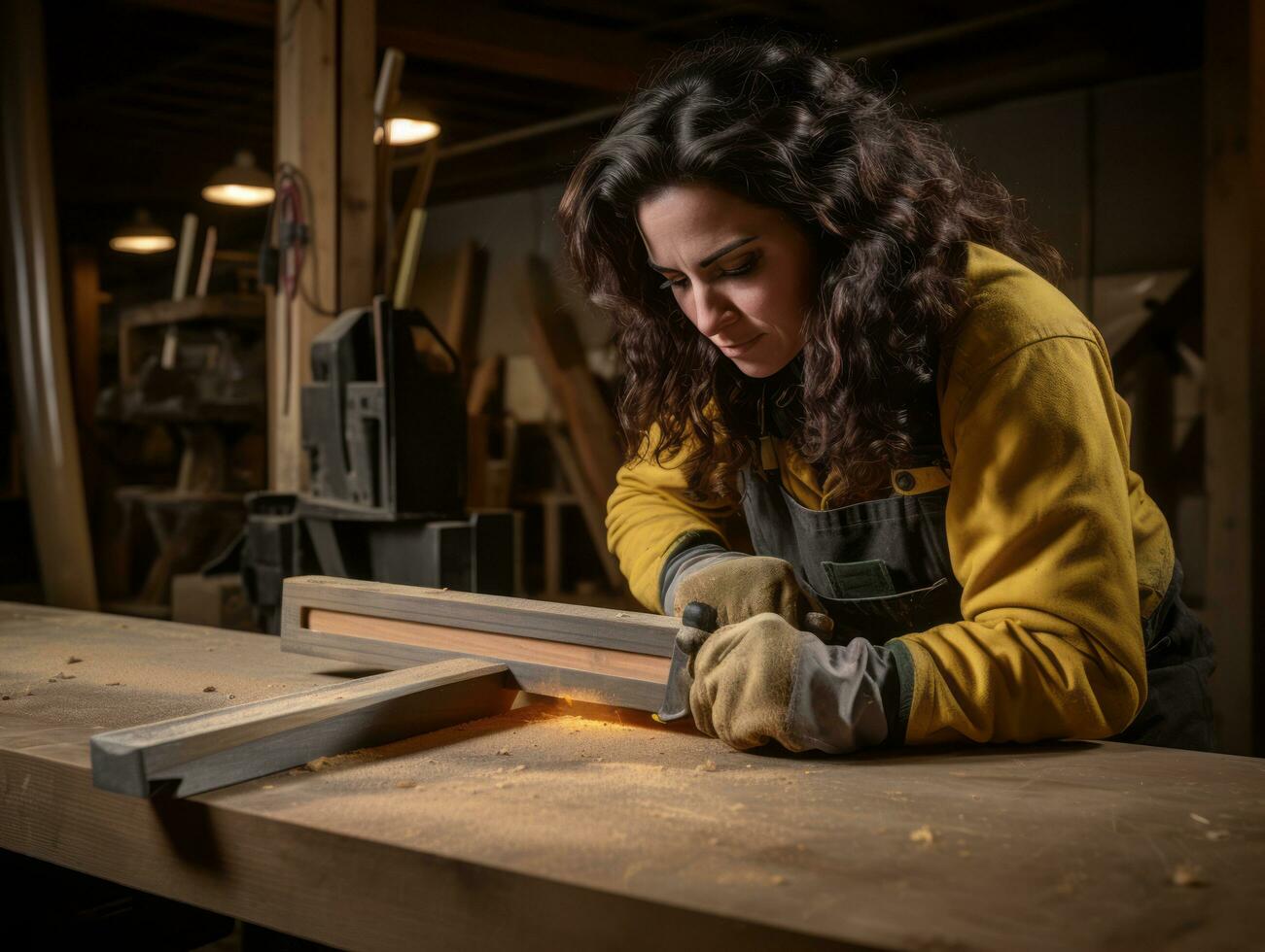 photo shot of a natural woman working as a construction worker AI Generative