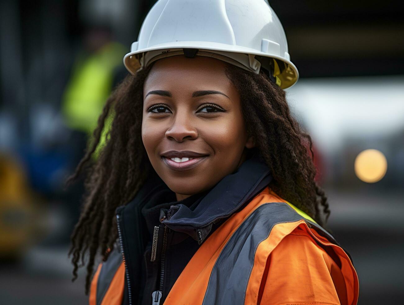 photo shot of a natural woman working as a construction worker AI Generative