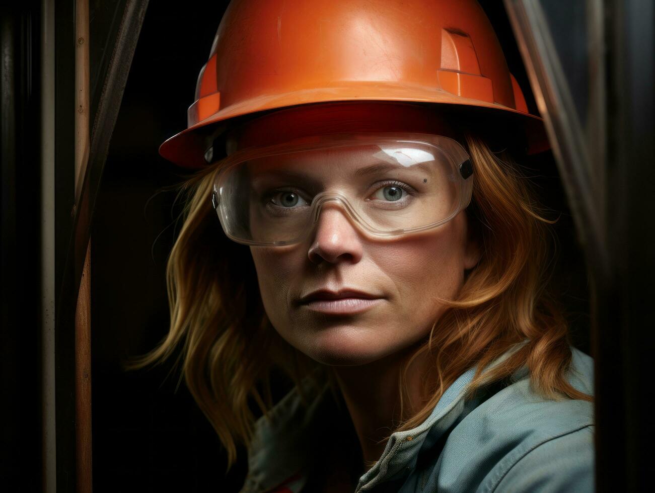 photo shot of a natural woman working as a construction worker AI Generative