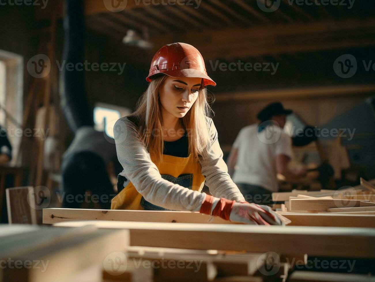 foto Disparo de un natural mujer trabajando como un construcción trabajador ai generativo