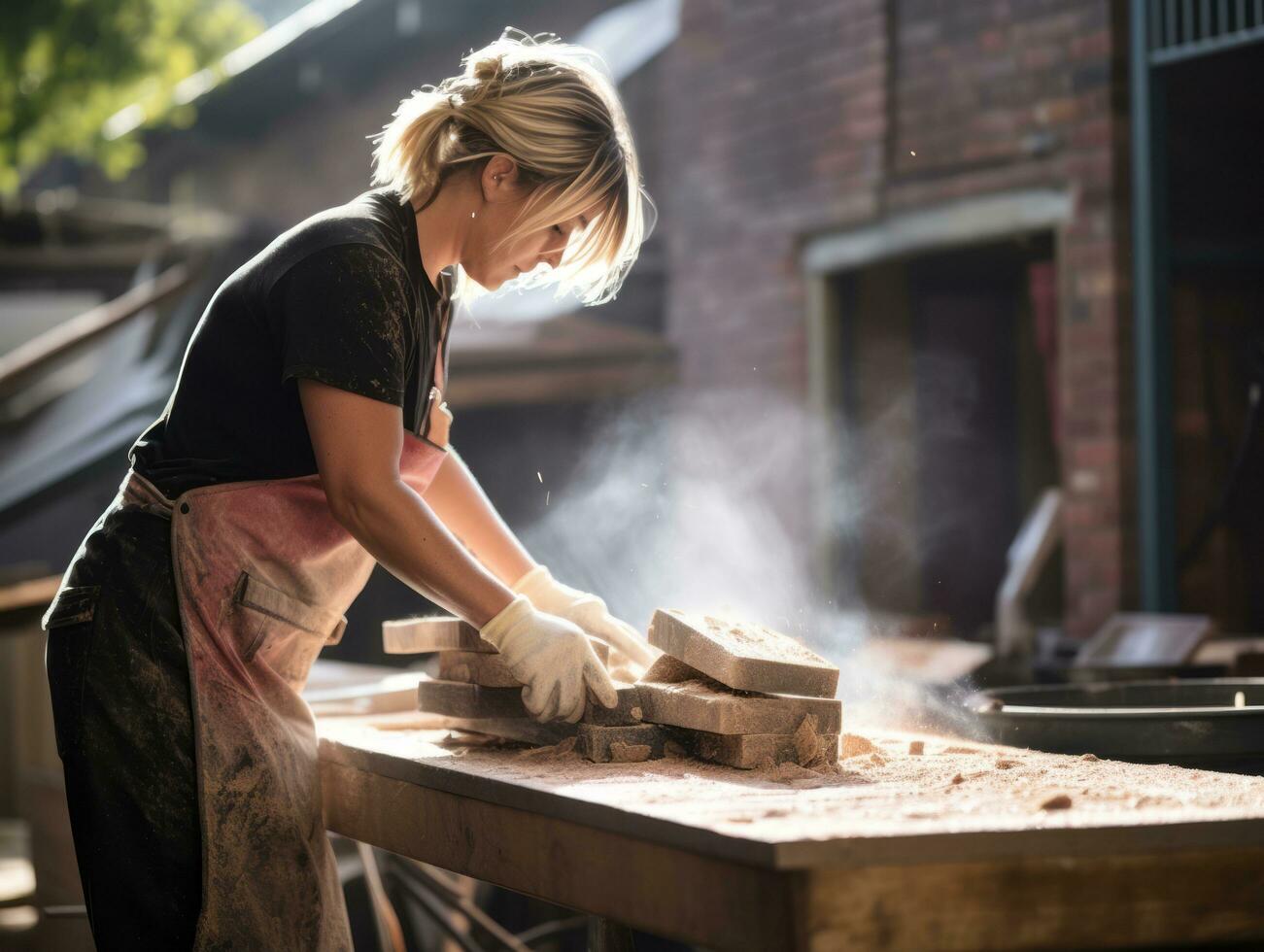 foto Disparo de un natural mujer trabajando como un construcción trabajador ai generativo