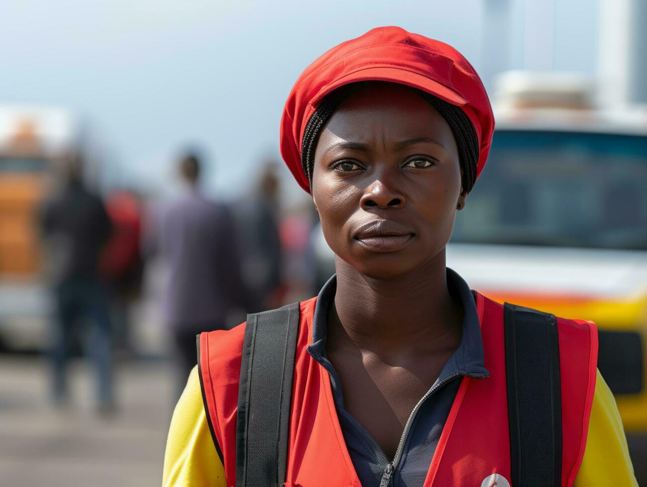 photo shot of a natural woman working as a construction worker AI Generative