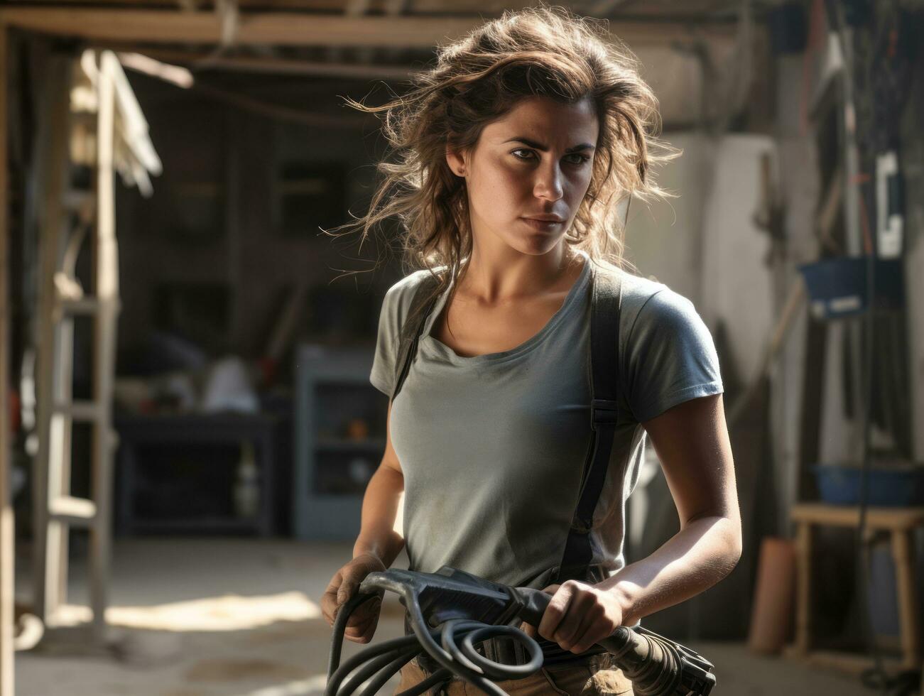 foto Disparo de un natural mujer trabajando como un construcción trabajador ai generativo