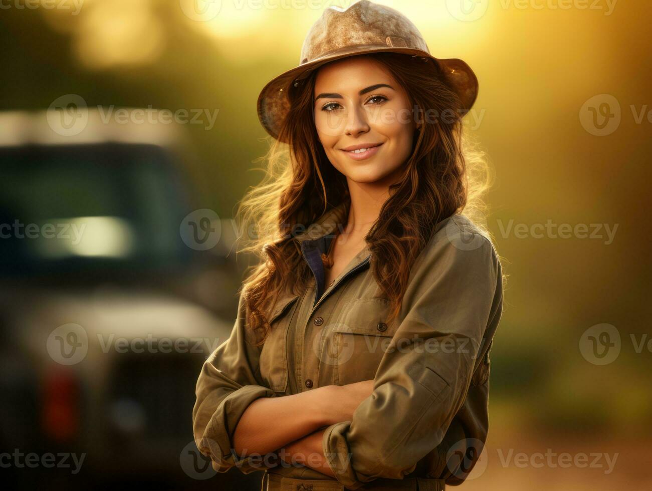 photo shot of a natural woman working as a construction worker AI Generative