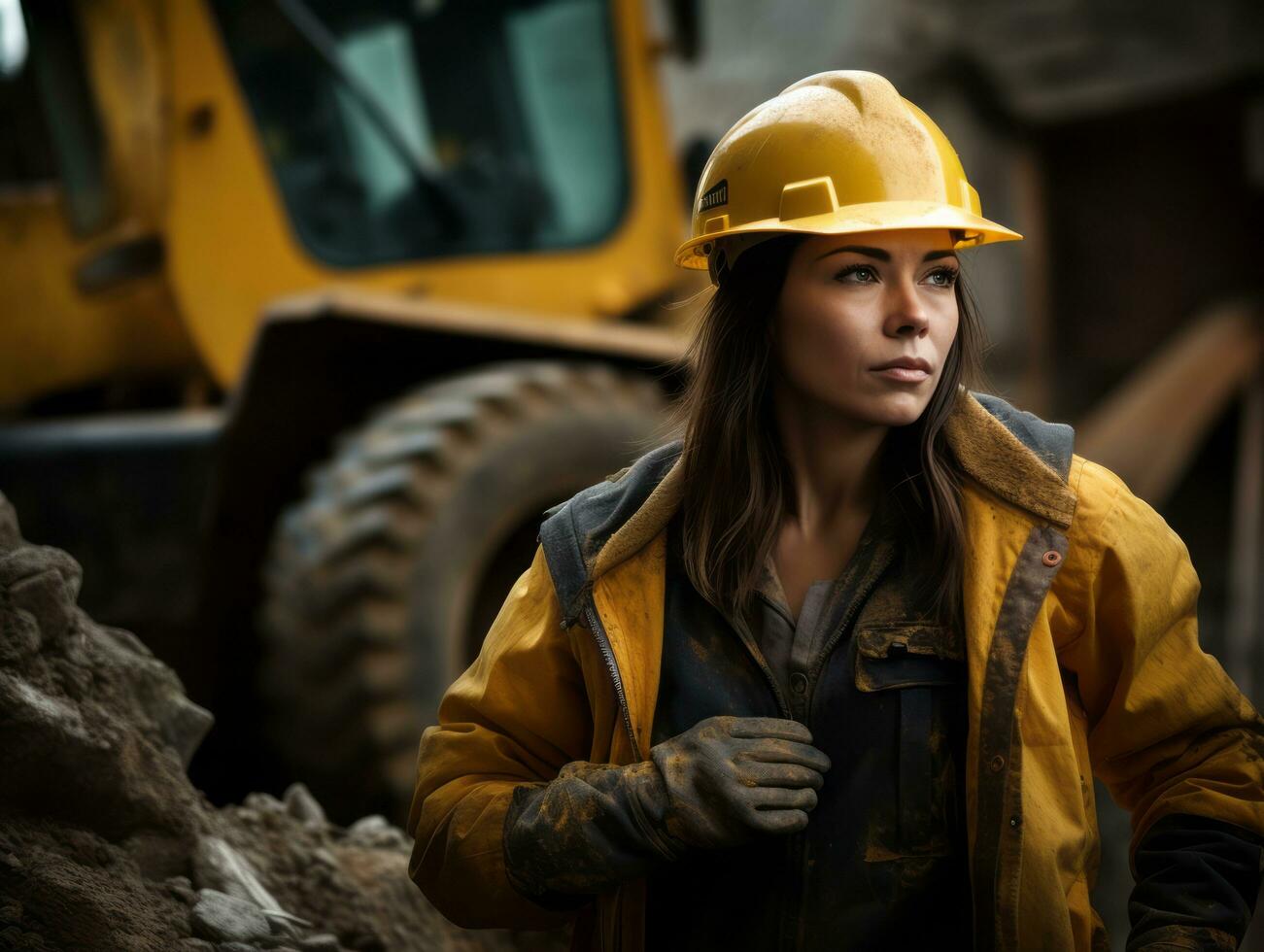 foto Disparo de un natural mujer trabajando como un construcción trabajador ai generativo