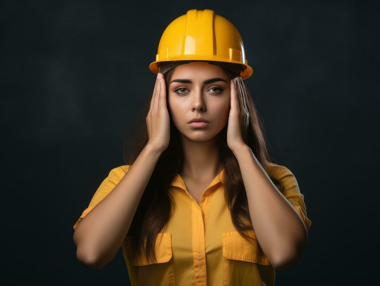 photo shot of a natural woman working as a construction worker AI Generative