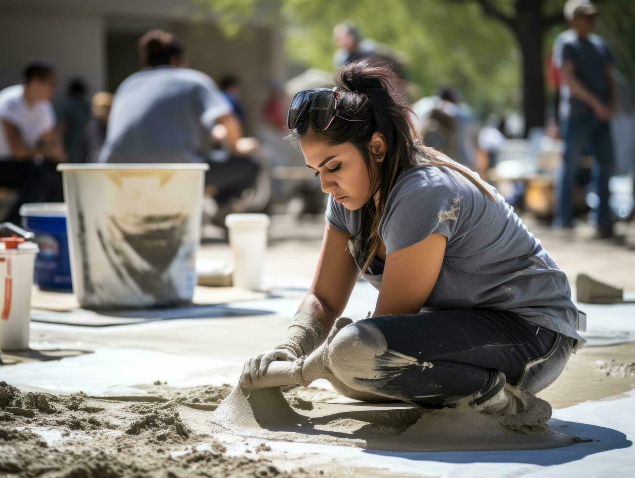 photo shot of a natural woman working as a construction worker AI Generative