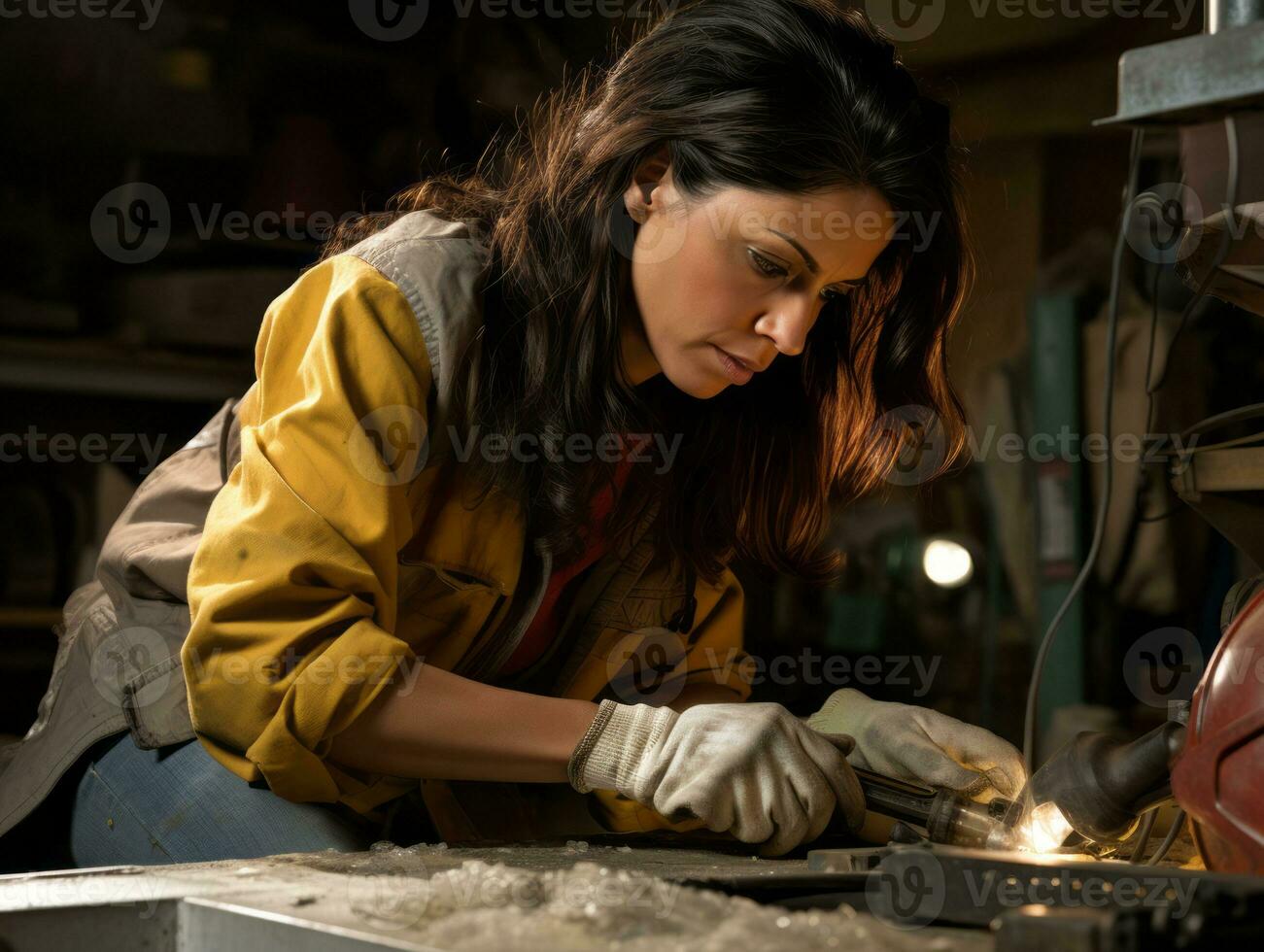 foto Disparo de un natural mujer trabajando como un construcción trabajador ai generativo