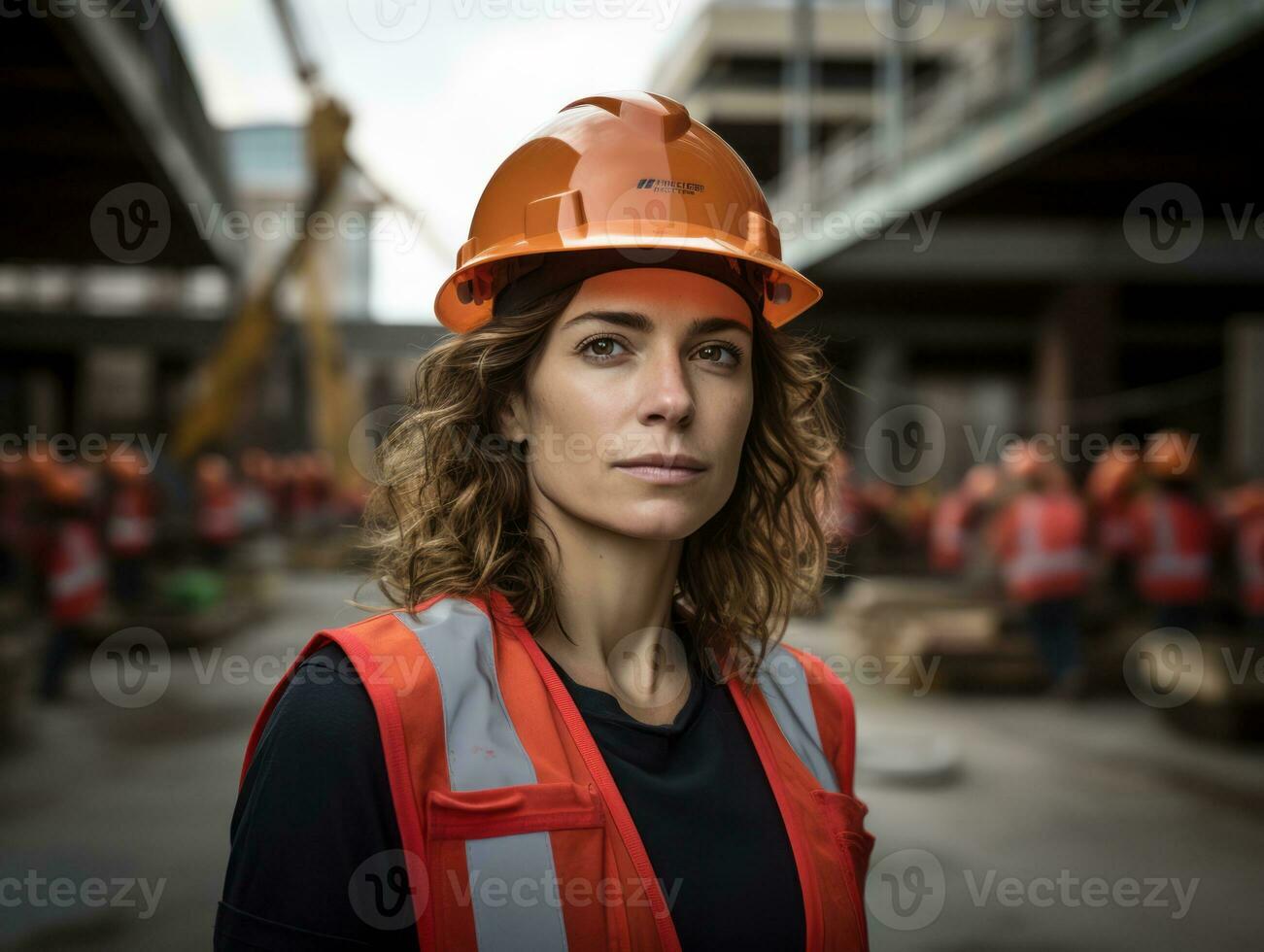 photo shot of a natural woman working as a construction worker AI Generative