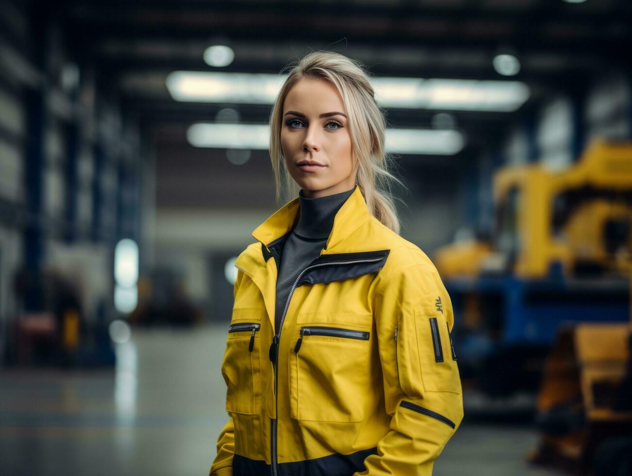 photo shot of a natural woman working as a construction worker AI Generative