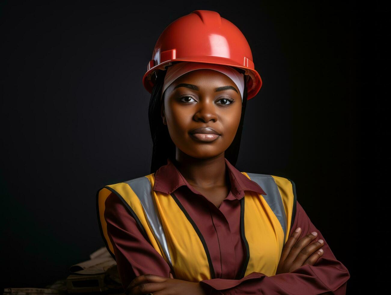 photo shot of a natural woman working as a construction worker AI Generative