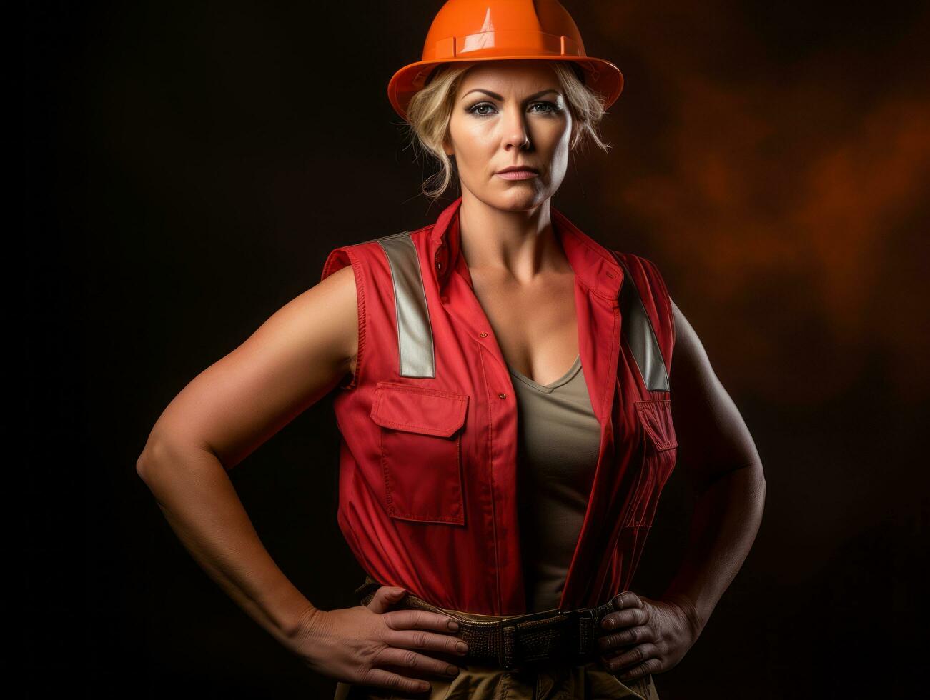 photo shot of a natural woman working as a construction worker AI Generative