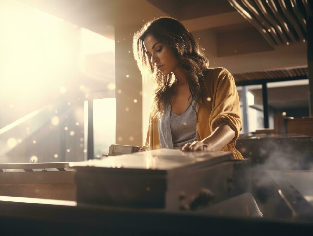 photo shot of a natural woman working as a construction worker AI Generative