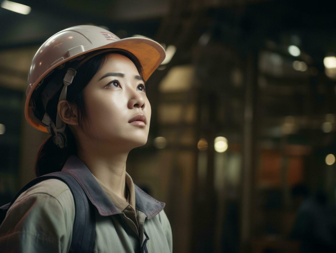 photo shot of a natural woman working as a construction worker AI Generative