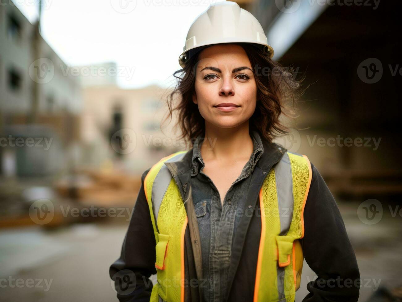 foto Disparo de un natural mujer trabajando como un construcción trabajador ai generativo