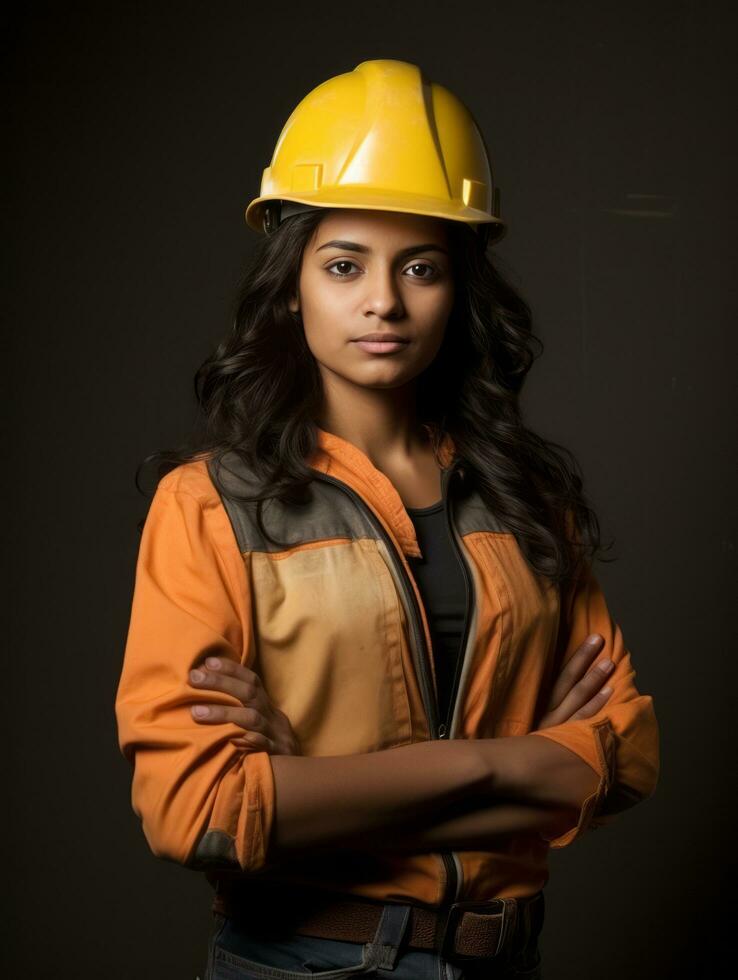 photo shot of a natural woman working as a construction worker AI Generative