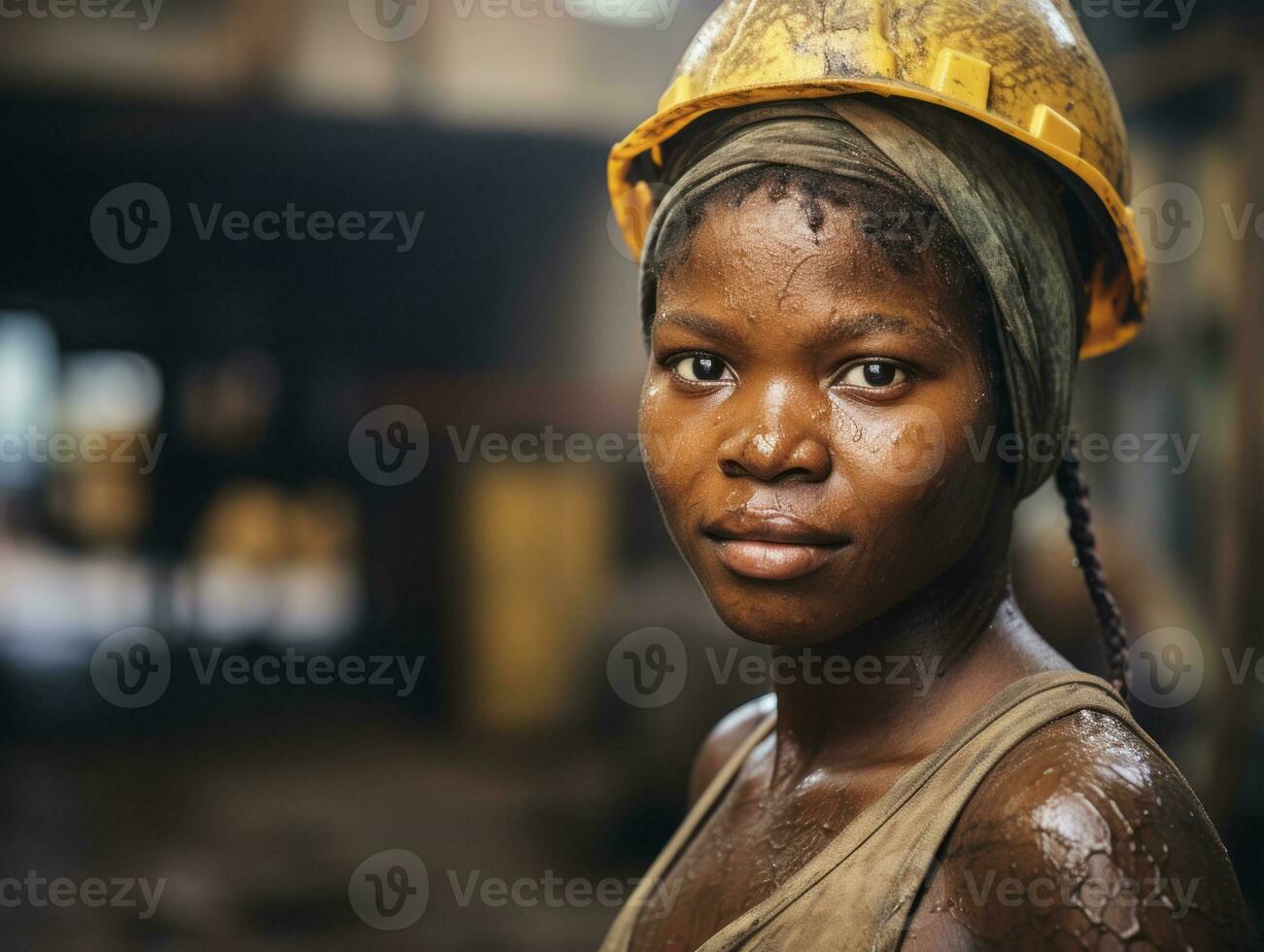 photo shot of a natural woman working as a construction worker AI Generative