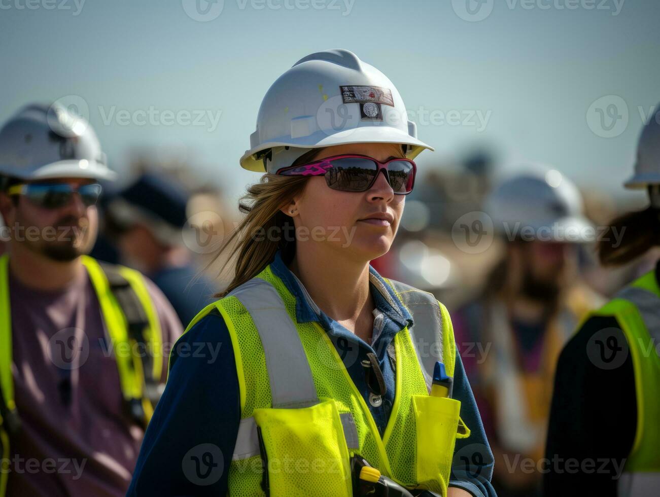 photo shot of a natural woman working as a construction worker AI Generative