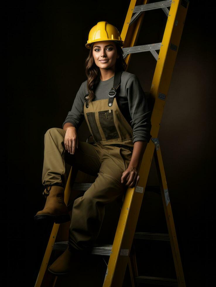 photo shot of a natural woman working as a construction worker AI Generative