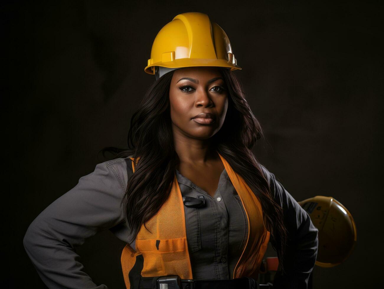 photo shot of a natural woman working as a construction worker AI Generative
