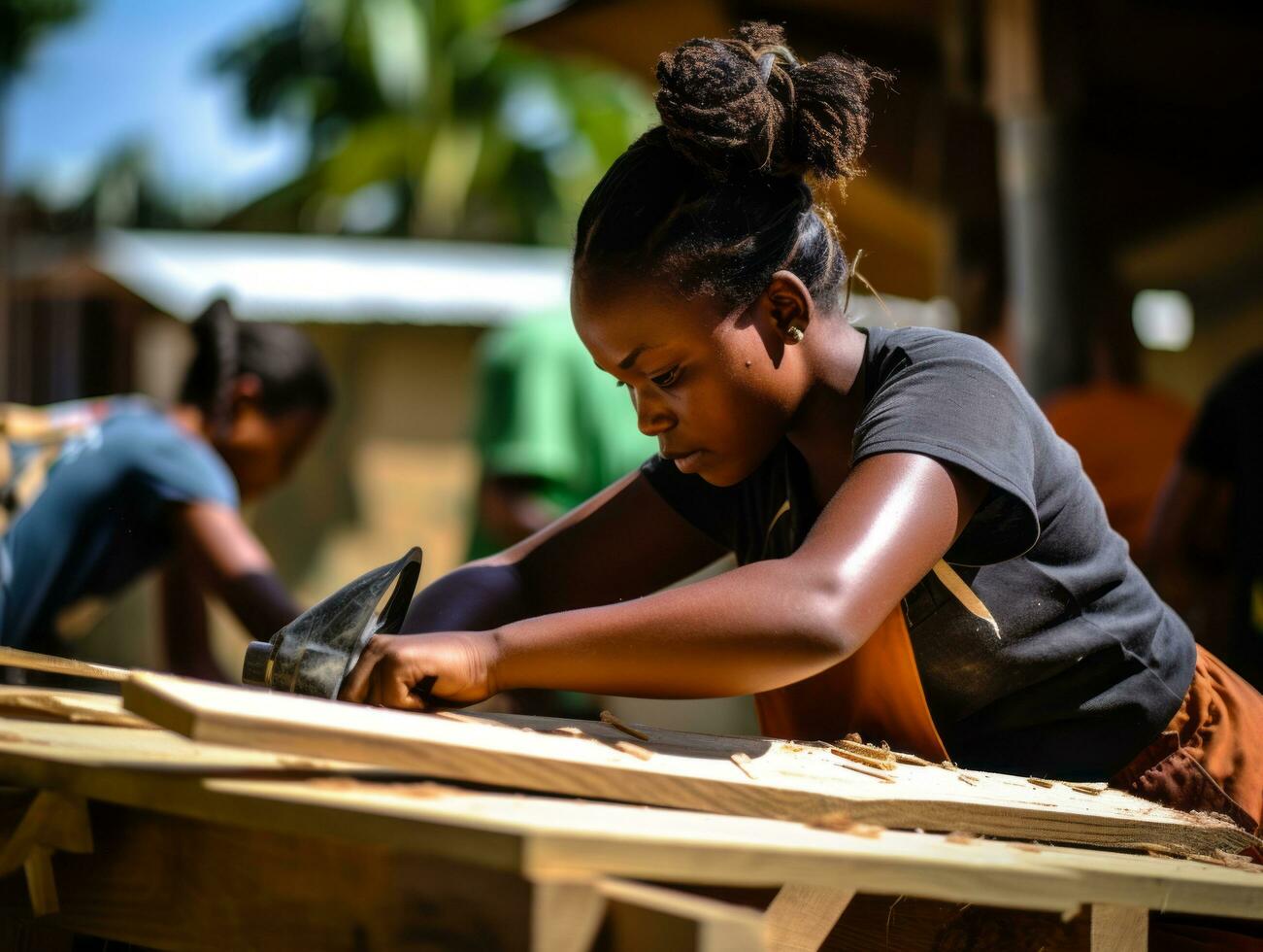 foto Disparo de un natural mujer trabajando como un construcción trabajador ai generativo