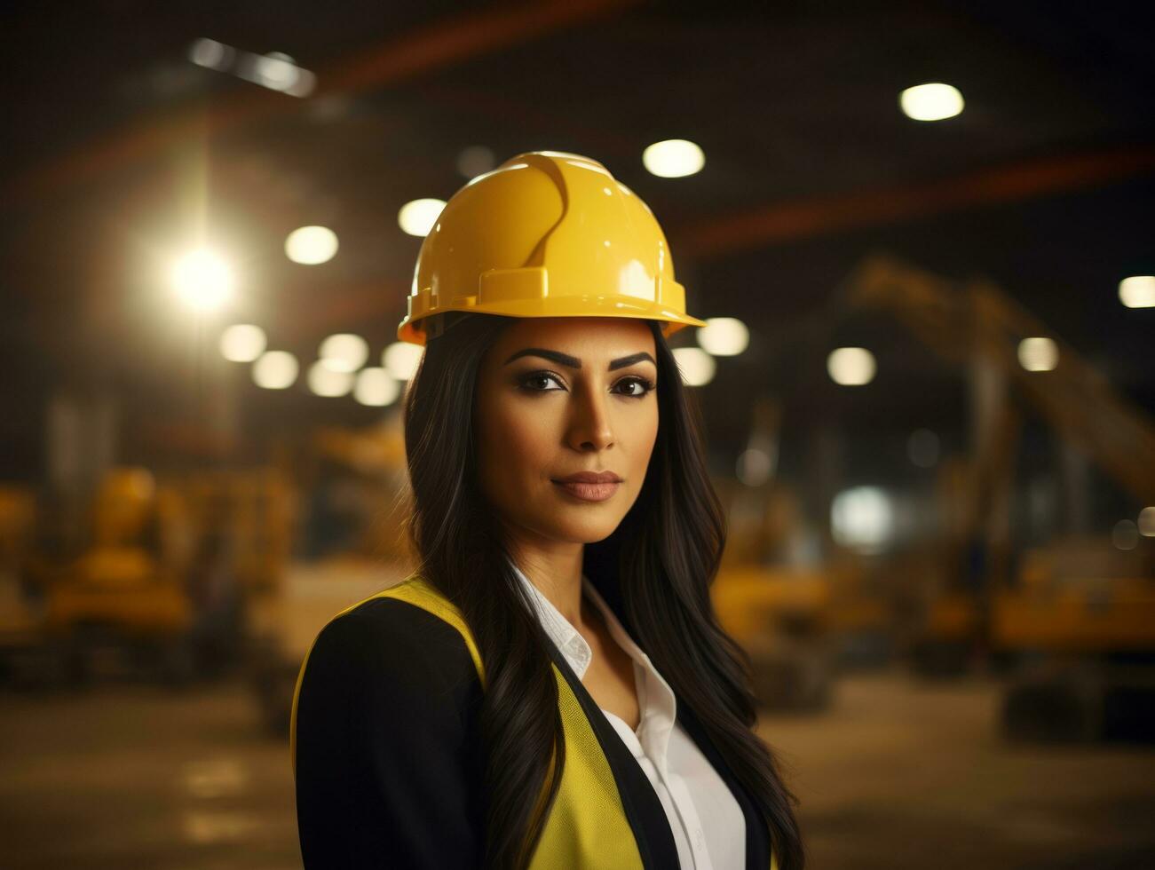 photo shot of a natural woman working as a construction worker AI Generative