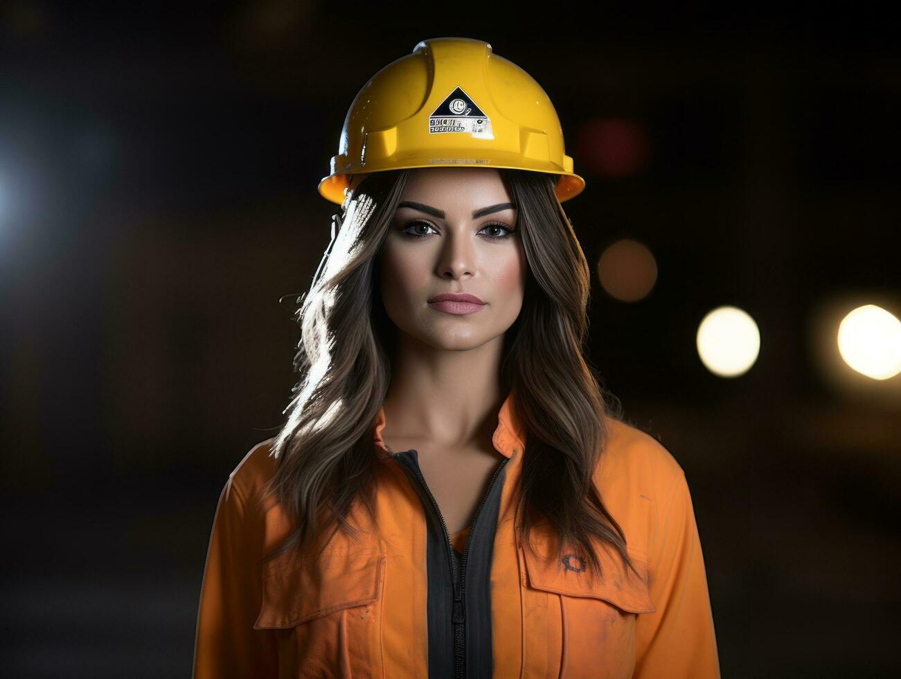 photo shot of a natural woman working as a construction worker AI Generative