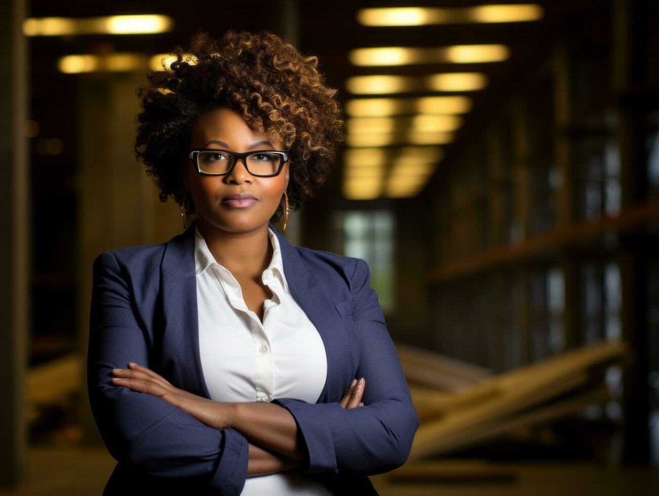 photo shot of a natural woman working as a construction worker AI Generative