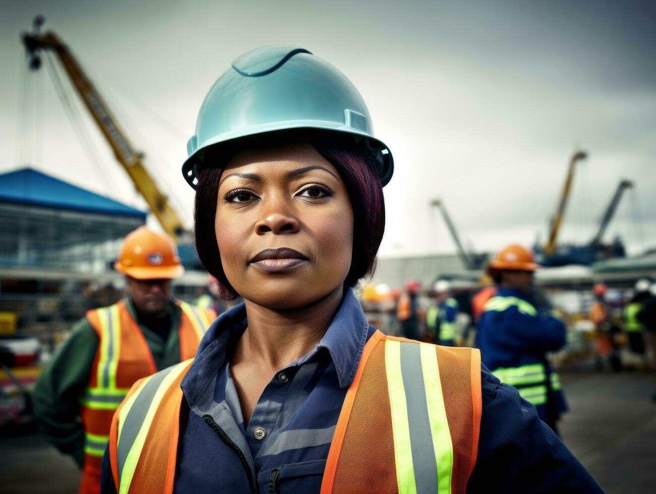 photo shot of a natural woman working as a construction worker AI Generative