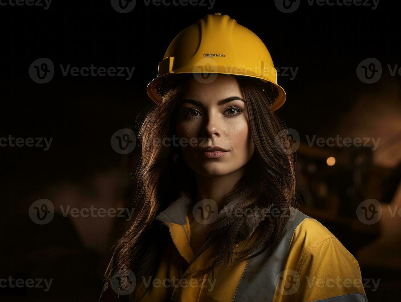 photo shot of a natural woman working as a construction worker AI Generative