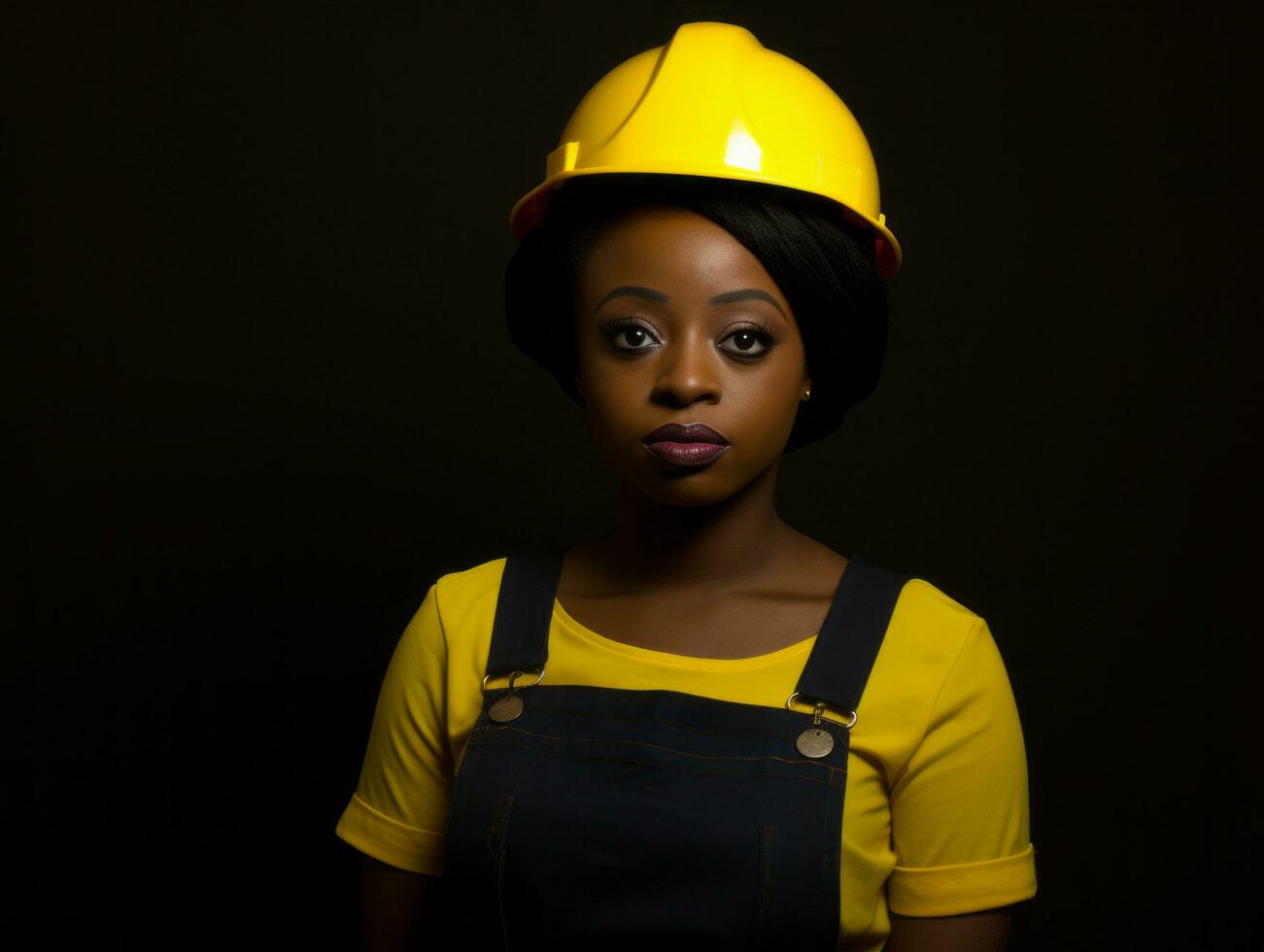 photo shot of a natural woman working as a construction worker AI Generative