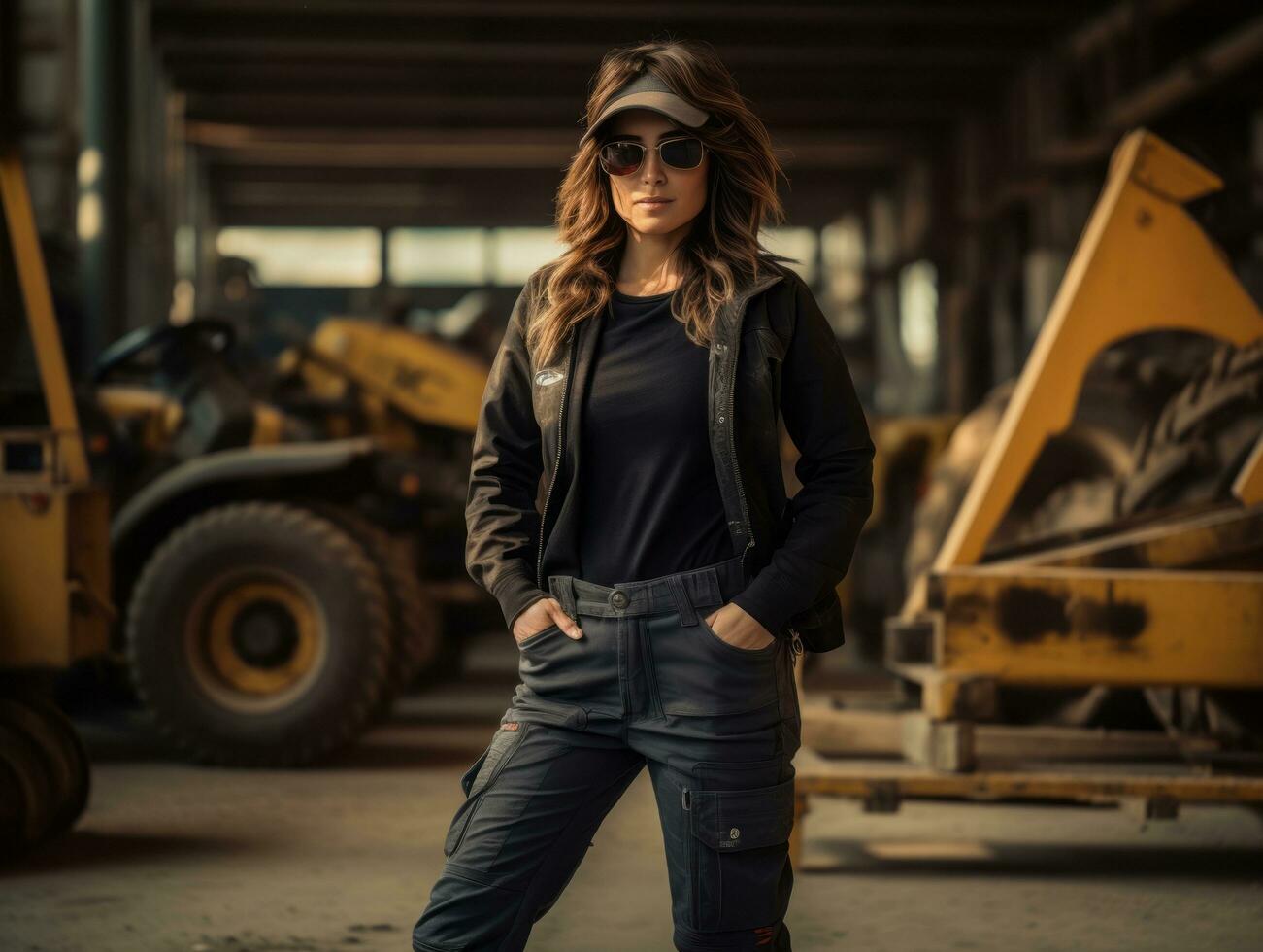 photo shot of a natural woman working as a construction worker AI Generative