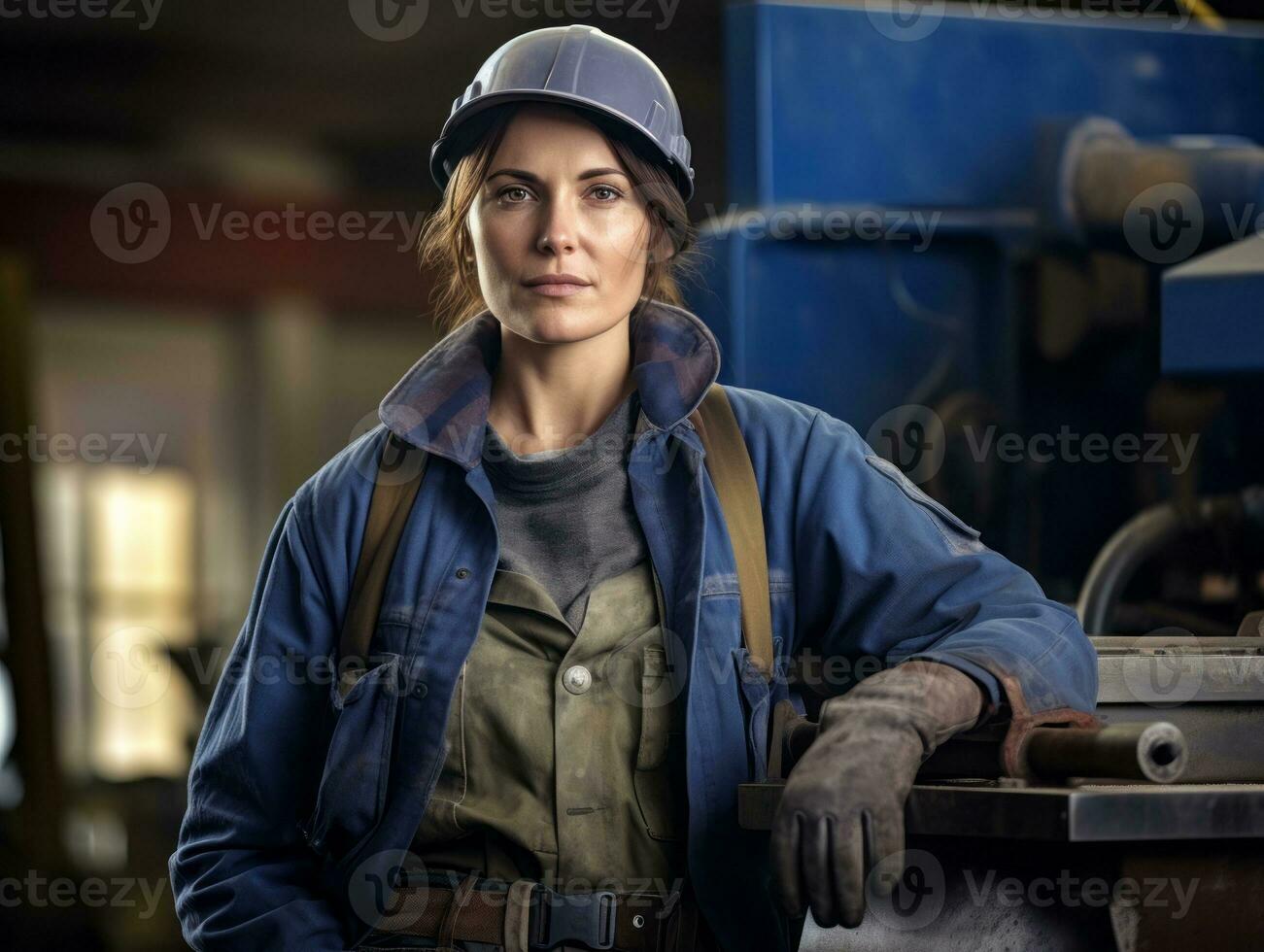 photo shot of a natural woman working as a construction worker AI Generative