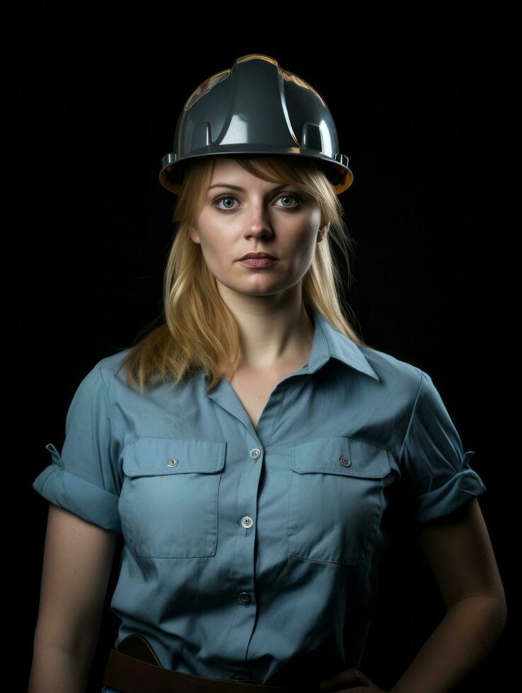 photo shot of a natural woman working as a construction worker AI Generative